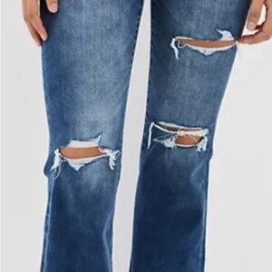 American Eagle Distressed Super Hi Rise Flare Jeans